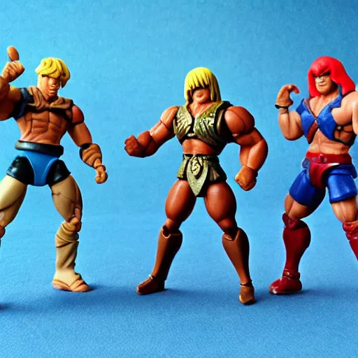 Image similar to he-man action figures fighting,