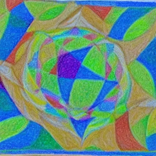 Image similar to non euclidian space, high detail, mind bending, colored pencil