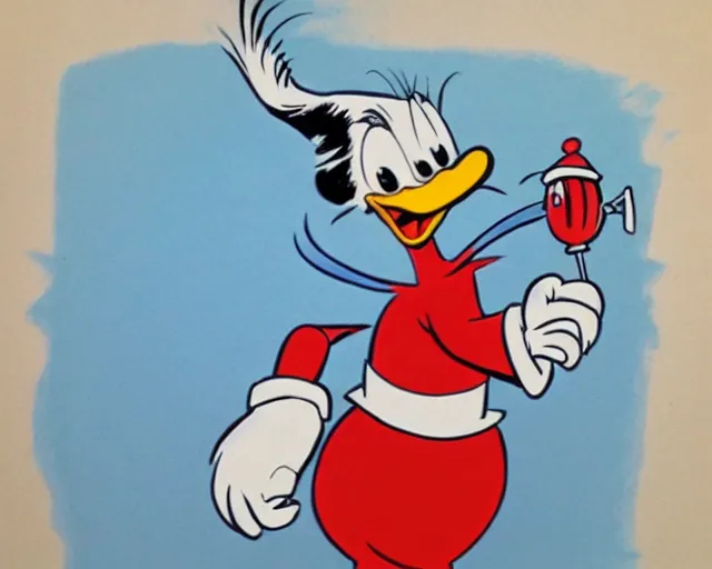 Image similar to A Dr. Seuss style drawing of Donald Duck
