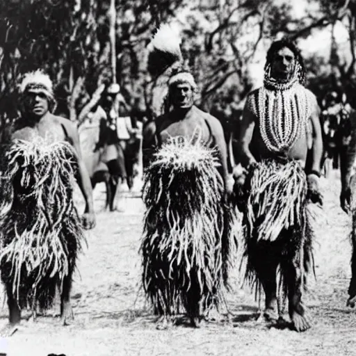 Image similar to australian aborigine parading in a fashion catwalk.