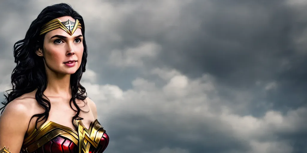 Image similar to A portrait of wonder woman, 8k, detailed, 50mm lens