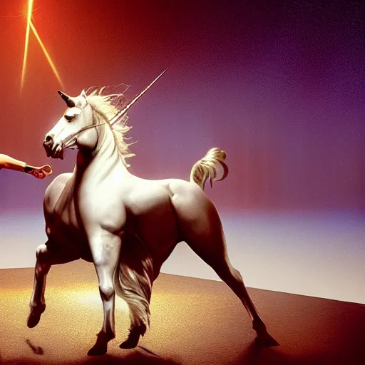 Prompt: big lebowski as a unicorn, cinematic lighting, award winning photography