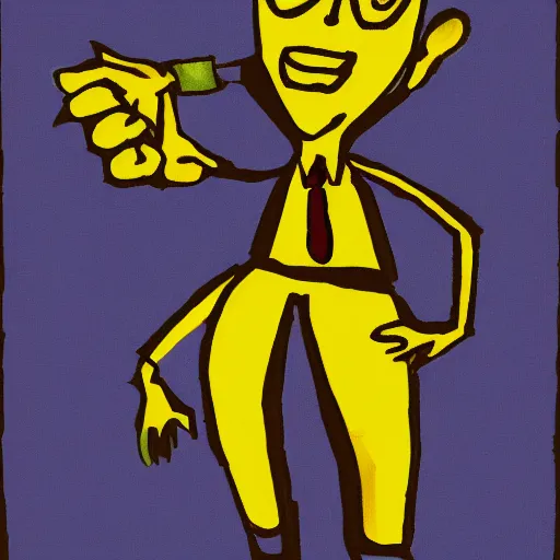 Prompt: cartoon of a yellow man