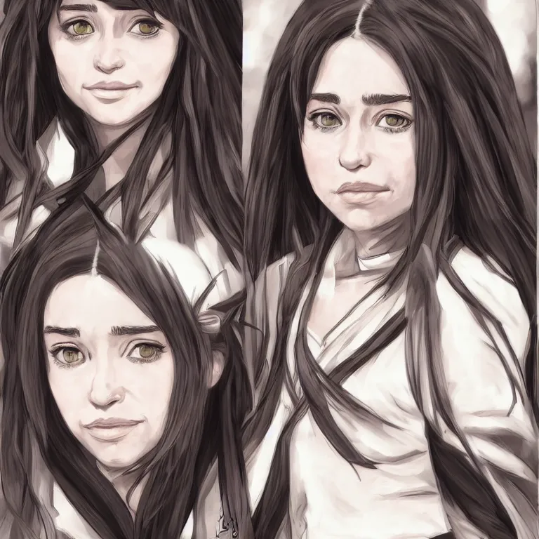 Image similar to Portrait of Emilia Clarke in style of Hotate Yuuki, photorealism, manga