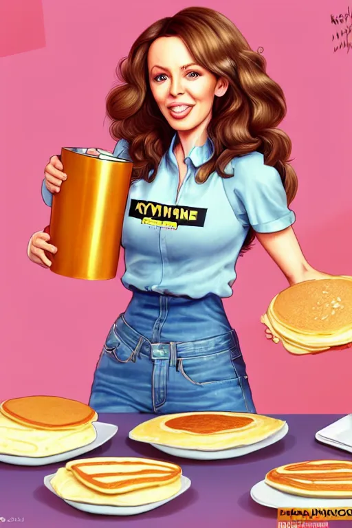 Prompt: kylie minogue making pancakes, animation pixar style, by pendleton ward, magali villeneuve, artgerm, rob rey and kentaro miura style, golden ratio, trending on art station