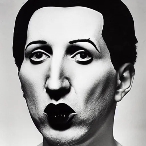 Prompt: a portrait of marilyn manson by man ray