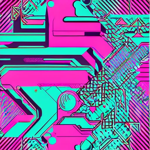 Image similar to lofi vaporwave retro futurism album artwork pattern design texture