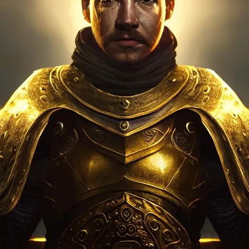 Image similar to unknown The Elder Scrolls VI character portrait, partially clothed in metal-plated battle armor, atmospheric lighting, painted, intricate, volumetric lighting, beautiful, golden hour, sharp focus, ultra detailed, by Leesha Hannigan, Ross Tran, Thierry Doizon, Kai Carpenter,Ignacio Fernández Ríos