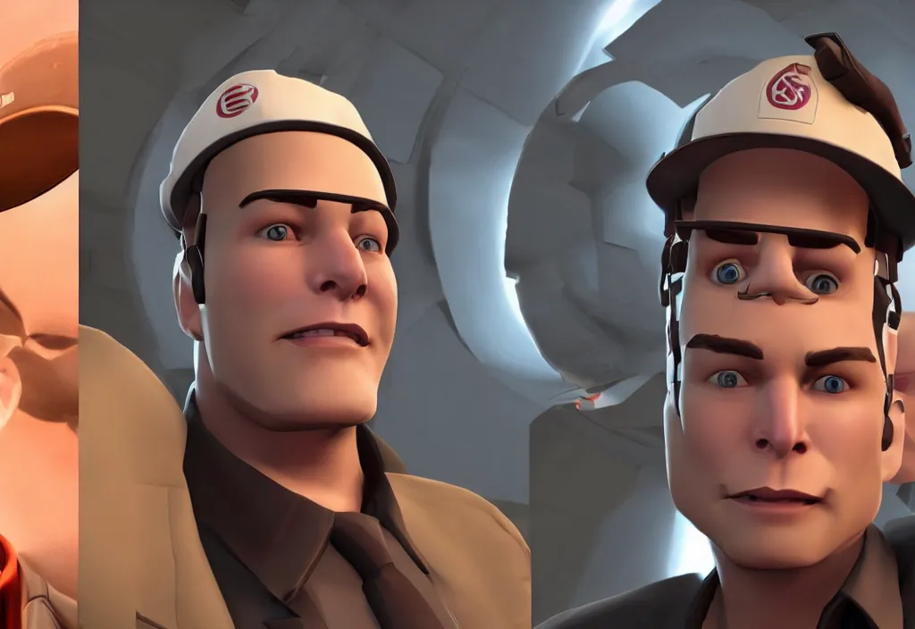 Image similar to elon musk in team fortress 2, elon musk in the video game team fortress, gameplay screenshot, close up, 3 d rendering. unreal engine. amazing likeness. very detailed.