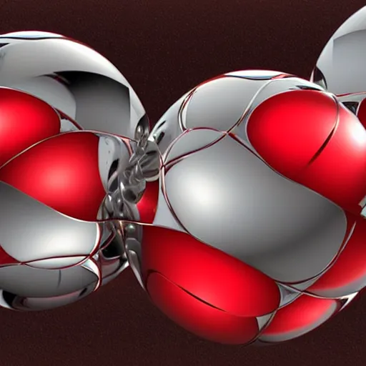Prompt: chrome spheres on a red cube by jan weenix