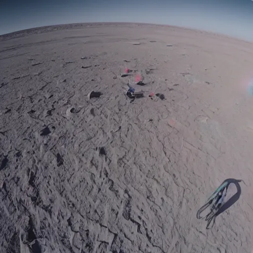 Image similar to gopro footage burning man concert rave hosted on the surface of the moon