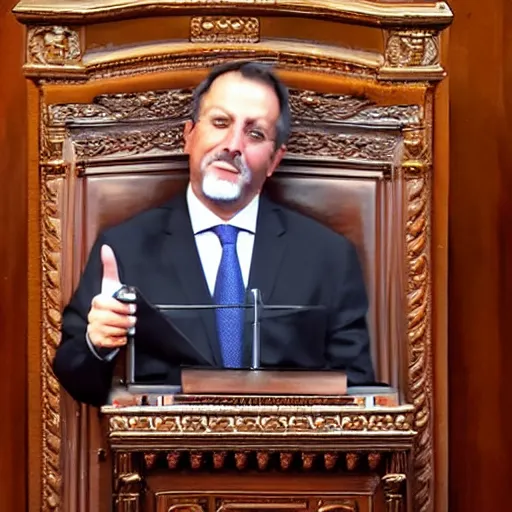 Image similar to the devil in the spanish congress of deputies at the speaker's lectern