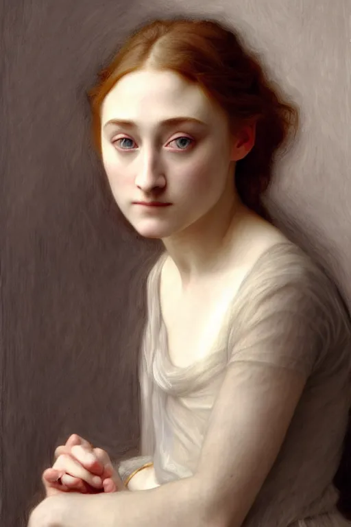 Prompt: saoirse ronan, painting by rossetti bouguereau, detailed art, artstation