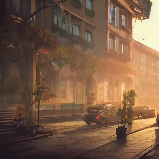 Image similar to city of halle in germany, solarpunk, dynamic lighting, cinematic composition, artstation, ayan nag, marcin rubinkowski, adrien girod