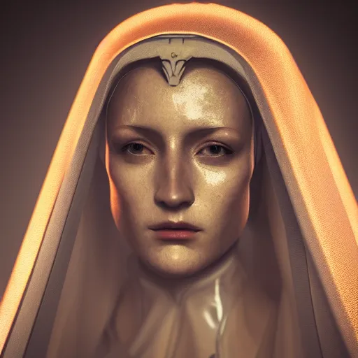 Prompt: portrait of a woman, renaissance style, star wars character, volumetric lights, symmetry, headpiece, trending on artstation, sharp focus, leica, studio photo, intricate details, highly detailed