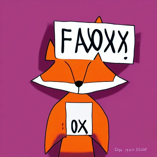 Image similar to a fox holding up a blank sign, digital art