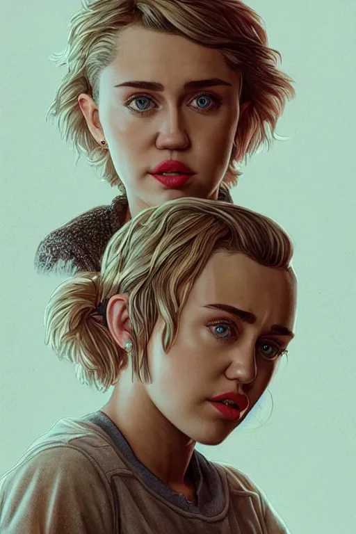 Prompt: still of miley cyrus in an episode of stranger things, intricate, elegant, highly detailed, digital painting, artstation, concept art, smooth, sharp focus, illustration, art by artgerm and greg rutkowski and alphonse mucha