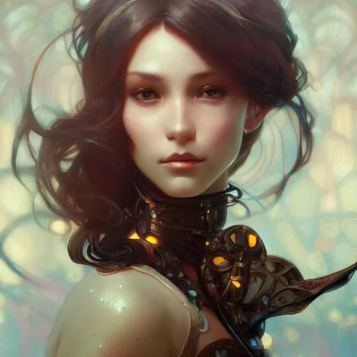 Prompt: beautiful android girl, fantasy, intricate, elegant, highly detailed, digital painting, artstation, concept art, wallpaper, smooth, sharp focus, illustration, art by artgerm and greg rutkowski and alphonse mucha