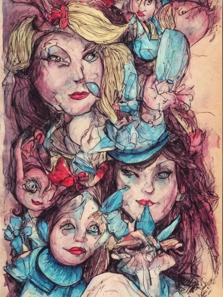 Image similar to alice in wonderland, face