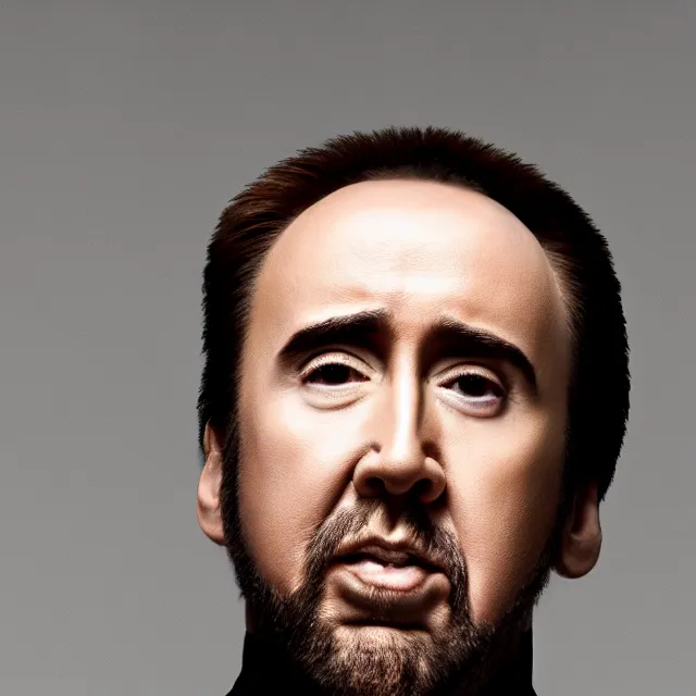 Image similar to nicolas cage headshot photo portrait headshot even lighting young handsome