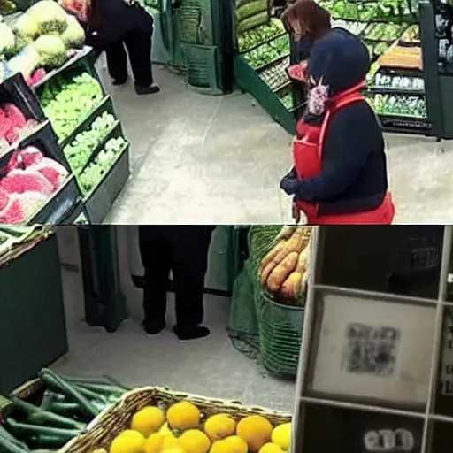 Image similar to a rabbit caught on security camera breaking into a vegetable store