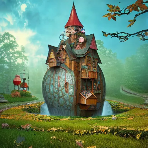 Prompt: fairytale by Jacek Yerka as 3d octane render, raytrace