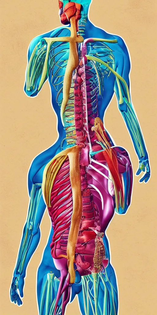 Image similar to anatomy poster, pastel colors, illustration