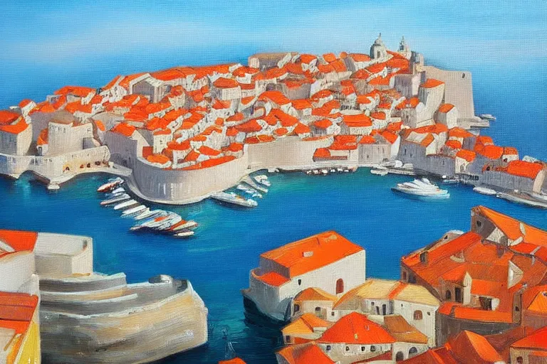 Image similar to dubrovnik,!!!! oil painting!!!!, oil in canvas, brushstrokes