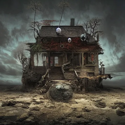 Image similar to michal karcz surrealism drawing of the end of the road. , in the style of jack skellington, in the style of a clown, loony toons style, horror theme, detailed, elegant, intricate, 4k, Renaissance painting