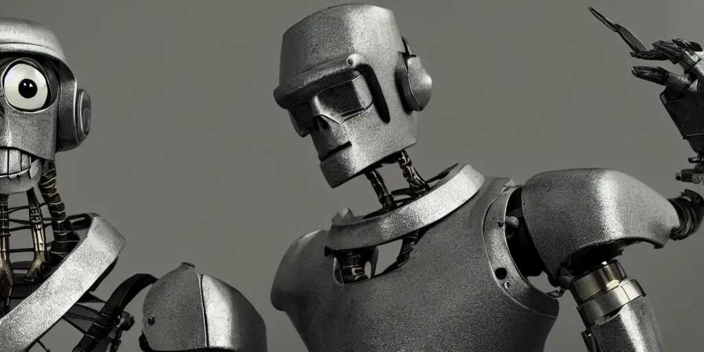 Image similar to bender in a live action movie, 3 d rendered, 3 d rendering, dramatic lighting, unreal engine