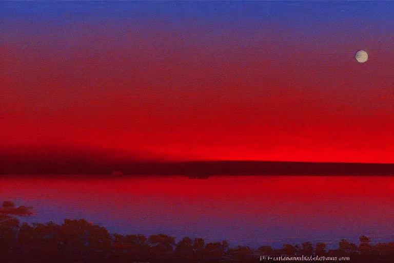 Image similar to awe inspiring arkhip kuindzhi landscape, digital art painting of 1 9 6 0 s, japan at night, red sunset, 4 k, 8 k, detailed