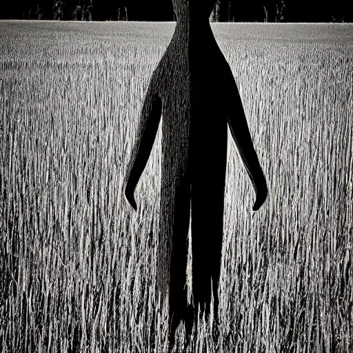 Image similar to dark creepy figure hiding in a field