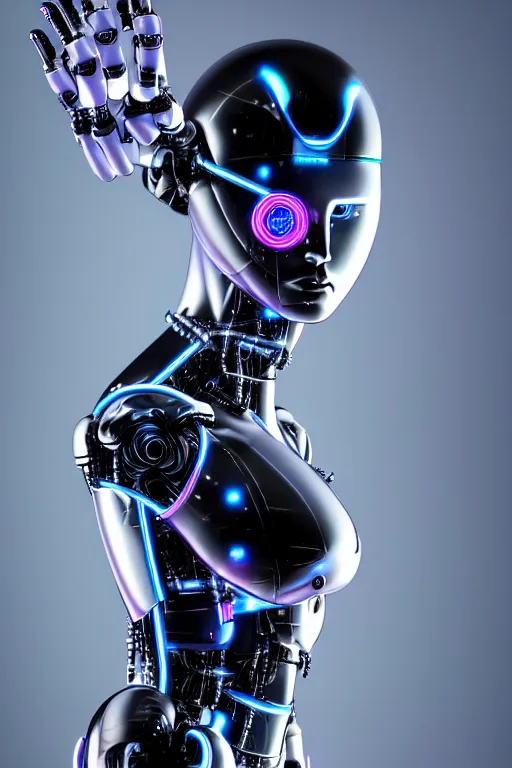 Image similar to detailed photo of the half - cybernetic robocatgirl, symmetry, awesome exposition, very detailed, highly accurate, intricate, professional lighting diffracted lightrays, 8 k, sense of awe, science magazine cover