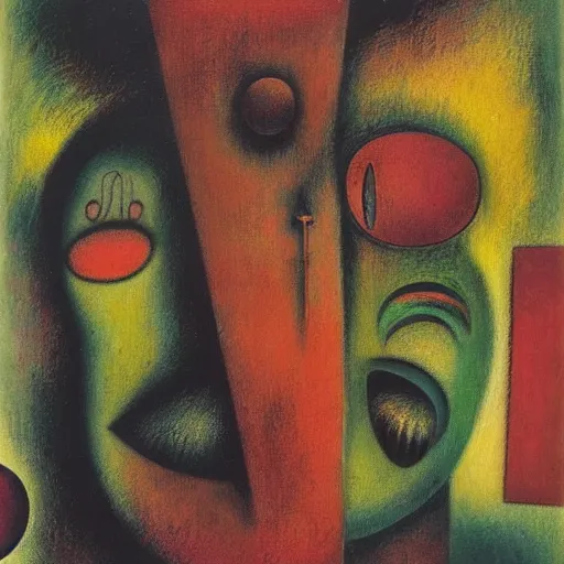 Image similar to Oil painting by Roberto Matta. Strange mechanical beings kissing. Close-up portrait by Lisa Yuskavage. Paul Klee.