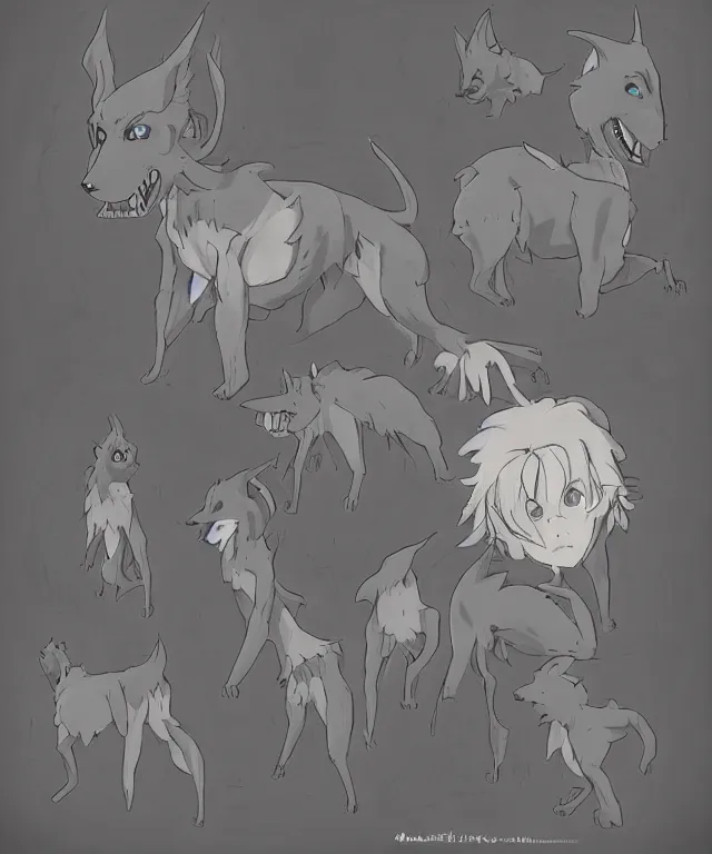 Image similar to a anthromorphic humanoid cute hellhound in the style of studio ghibli in the style of slice of life anime trending on artstation deviantart pinterest detailed realistic hd 8 k high resolution