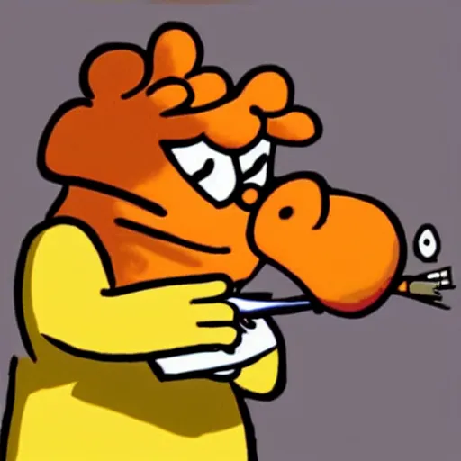Prompt: Garfield smoking a fat doink
