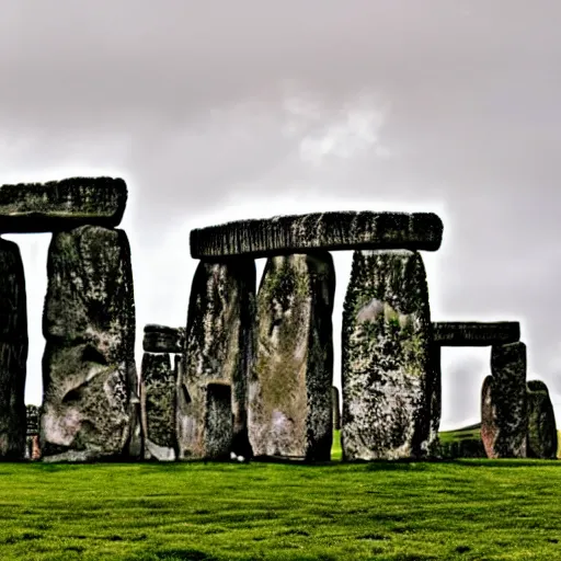 Prompt: stonehenge under heavy rain, professional photo