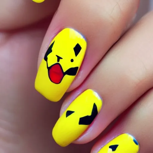 Image similar to pikachu, nail art