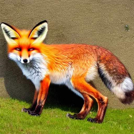 Prompt: a fox, scrunging