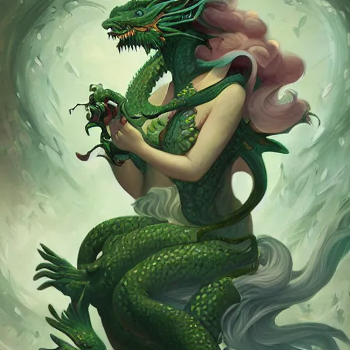 Prompt: green dragon surrounded by rosebuds, by peter mohrbacher, trending on artstation, intricate, elegant