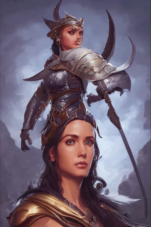 Image similar to amazon valkyrie athena, d & d, fantasy, portrait, highly detailed, headshot, digital painting, trending on artstation, concept art, sharp focus, illustration, art by artgerm and greg rutkowski and magali villeneuve