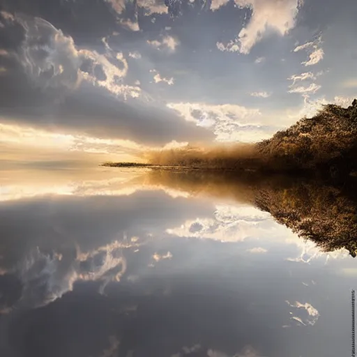 Image similar to Extremely detailed photo-realistic reflections of A Beautiful organic super structure emerging from crepuscular rays by erik johansson