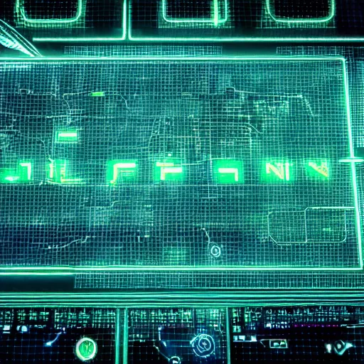 Image similar to futuristic signals, FUI, HUD, futuristic holographic UI floating over microchip paradise of circuitry and futuristic technology