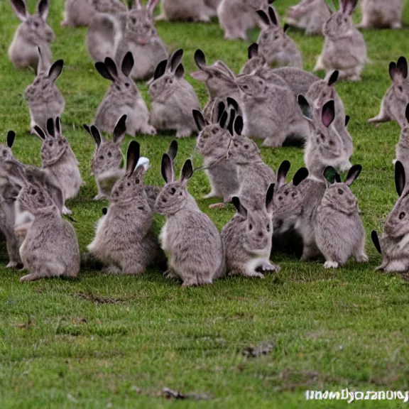 Image similar to an army of zombie rabbits