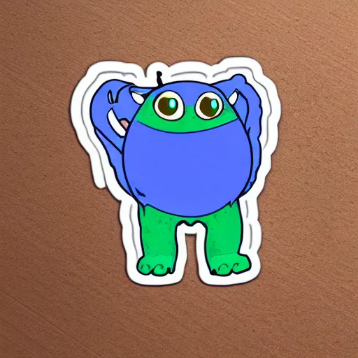 Image similar to a sticker illustration of a cute little monster