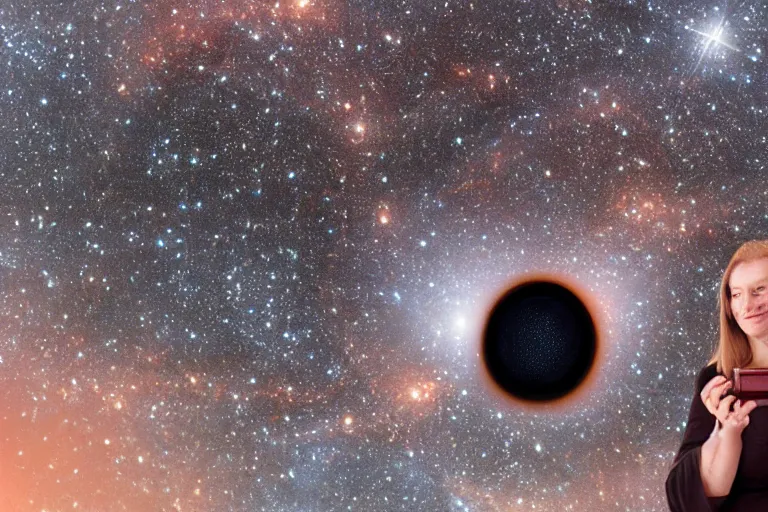 Image similar to mam holding a black hole in the hands, award winning photo, hd, high detailed
