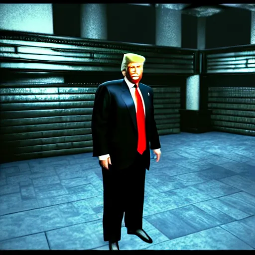 Image similar to donald trump in mortal kombat trilogy 6 4, n 6 4 screenshot, 3 d render, cryengine, highly detailed