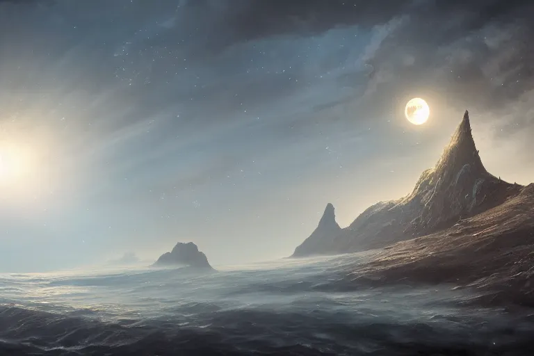 Image similar to the moon is an angler fish in the ocean depths of the sky by jessica rossier and hr giger