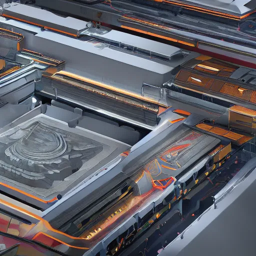 Image similar to sci-fi motherboard structure on the coronation of napoleon painting and digital billboard in the middle, unreal engine 5, keyshot, octane, artstation trending, ultra high detail, ultra realistic, cinematic, 8k, 16k, in style of zaha hadid, in style of nanospace Michael Menzelincev, in style of Lee SOUDER, colors in style of the Blade Runner 2049, in plastic, dark, tilt shift,