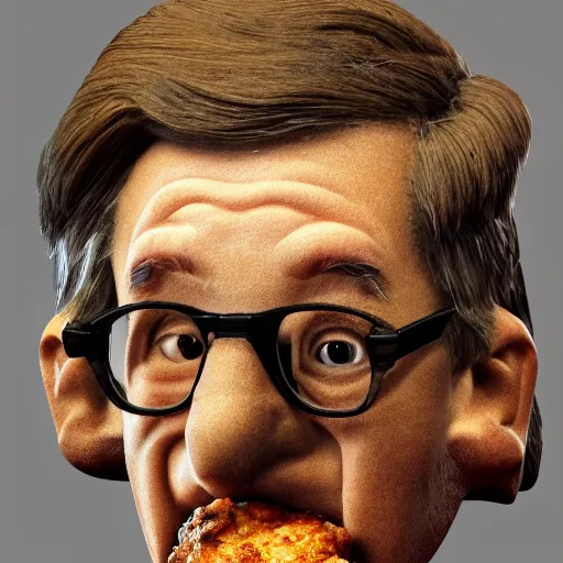 Image similar to bill barr face as a fried chicken, 8 k, ultra realistic details